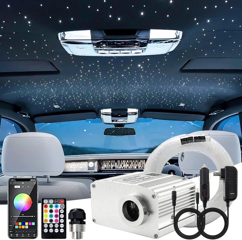 ATOKEE Store Twinkle Starlight Headliner Kit Mixed 295pcs 9.8ft, 10W Fiber Optic Star Lights for Car Home Roof Use with APP/Remote Music Control - Image 1